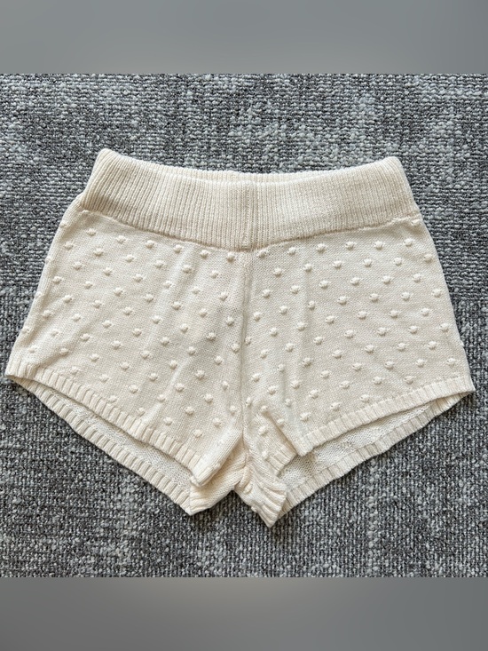 saltwater LUXE Pants - saltwater LUXE Cream Textured Knit Polka Dot Shorts